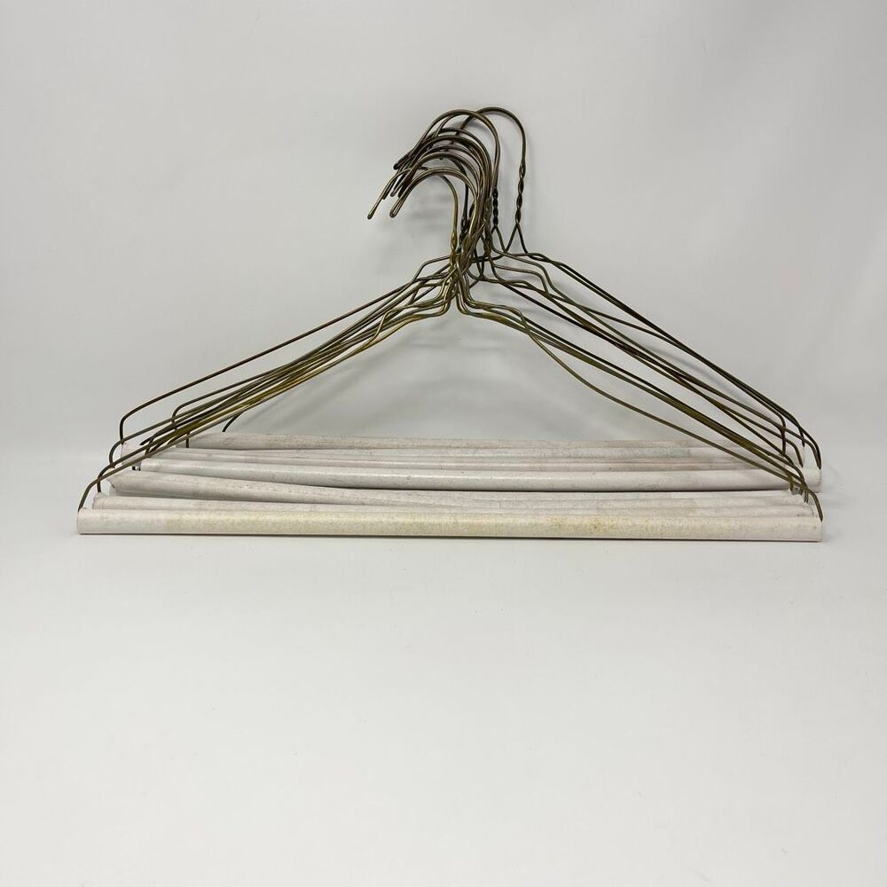 12 Vintage Wire Metal Clothes Clothing Hangers Dresses Shirts MCM Cardboard Rod - Picture 2 of 10